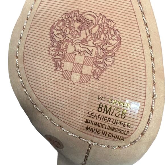 Vince Camuto Kipper Heels 8M True Sand Suede Embellished Strappy Heels Showgirl - Picture 11 of 16